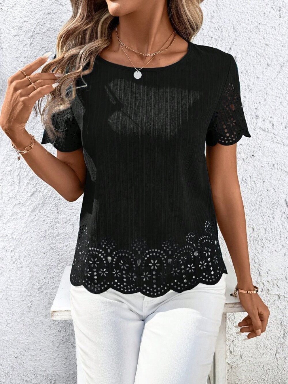 Black Casual Women's Short Sleeve Shirt